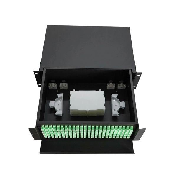 Cable management rack on the back of the server rack